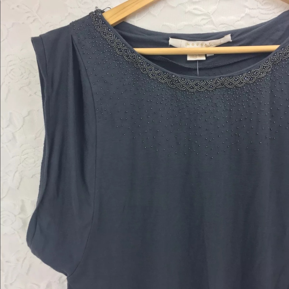 Nougat London Gray Beaded Party Dress Sz S BNWT